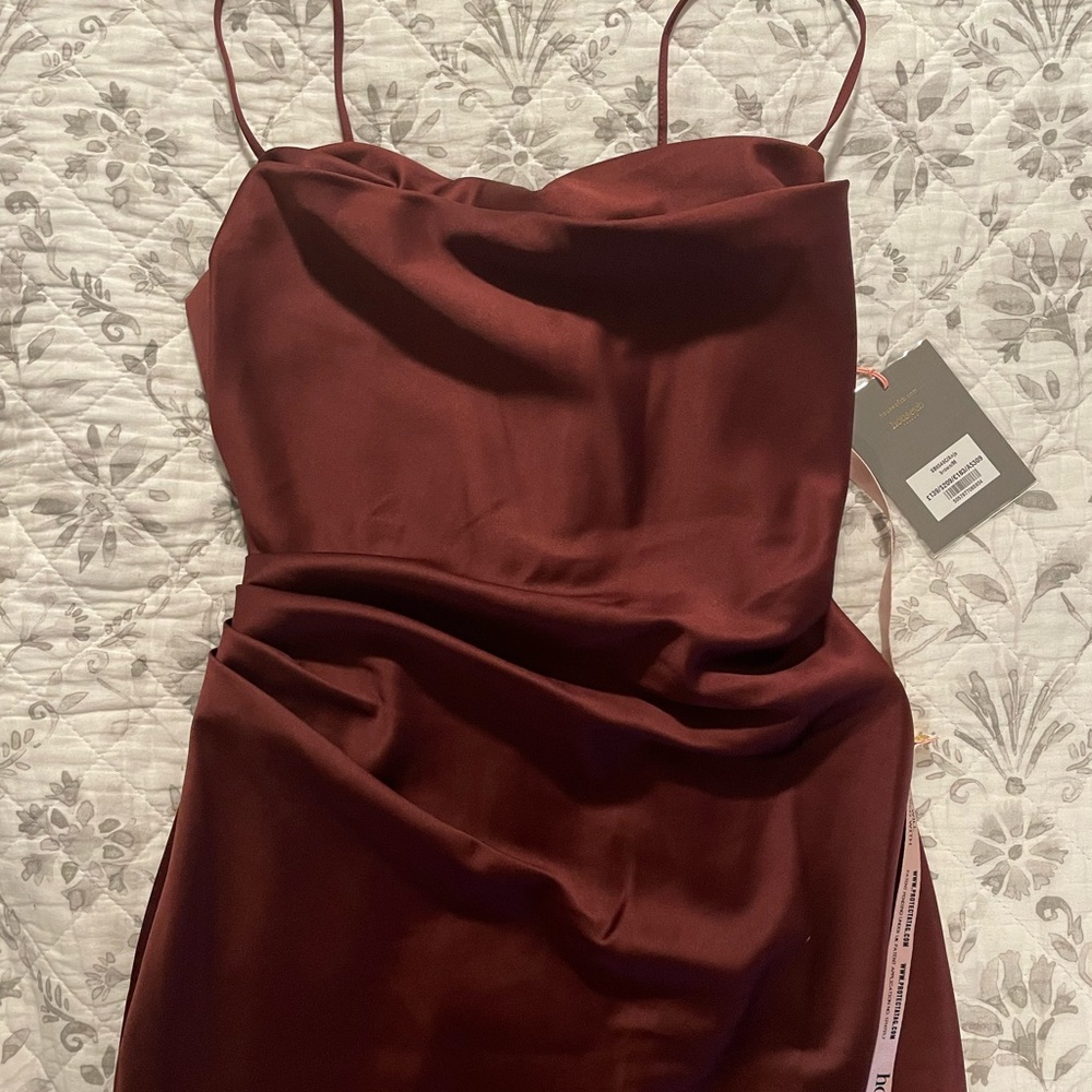 House of CB RAISIN SATIN CORSET MIDI DRESS